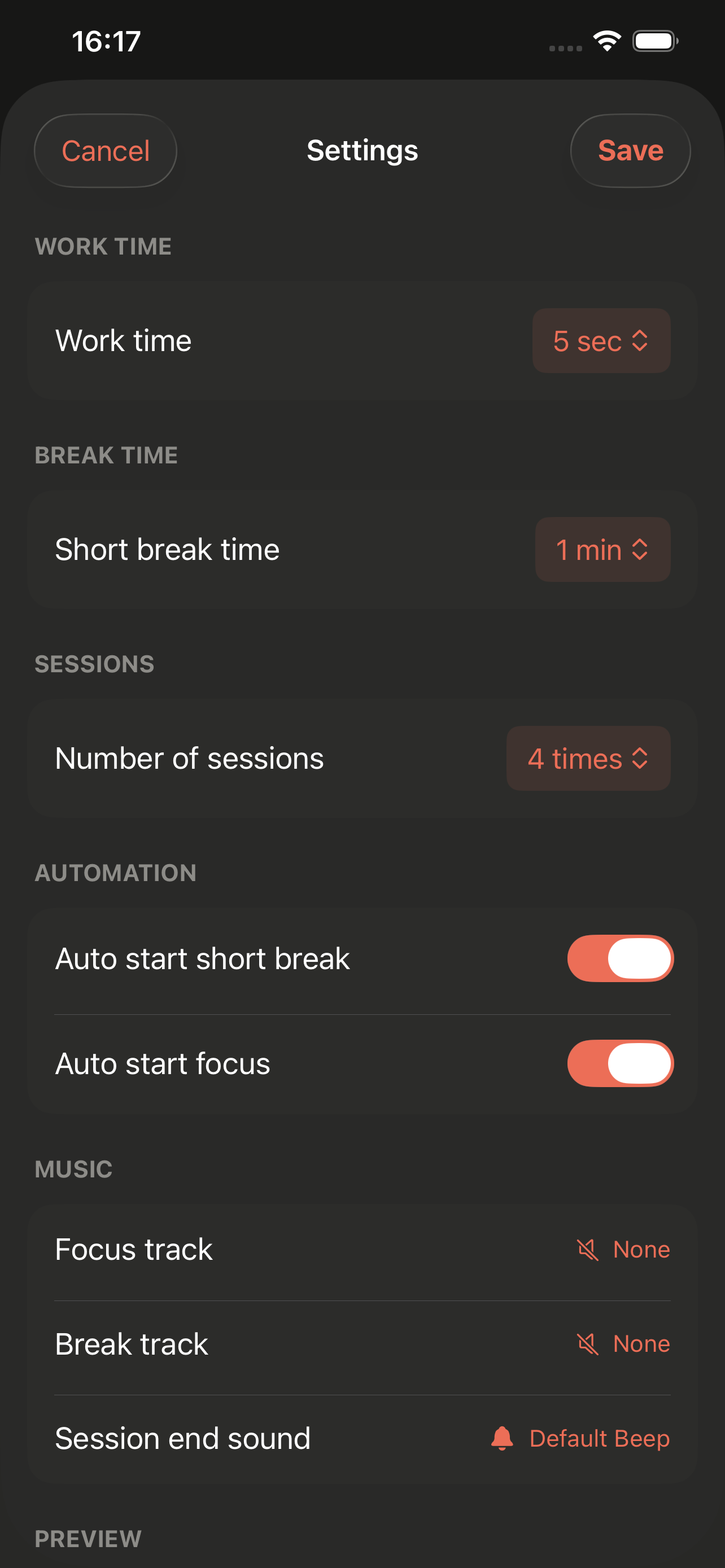 Pomodoro — Focused, Ticking Away — screen 3